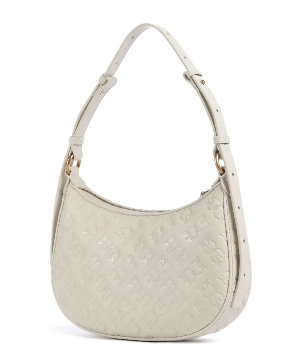 Half Moon Mini Schultertasche geprägtes Kalbsleder elfenbein