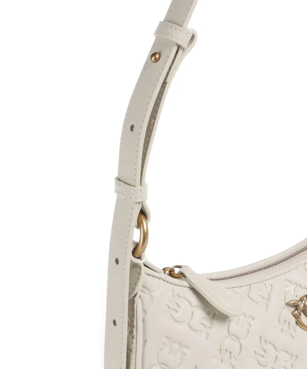 Half Moon Mini Schultertasche geprägtes Kalbsleder elfenbein