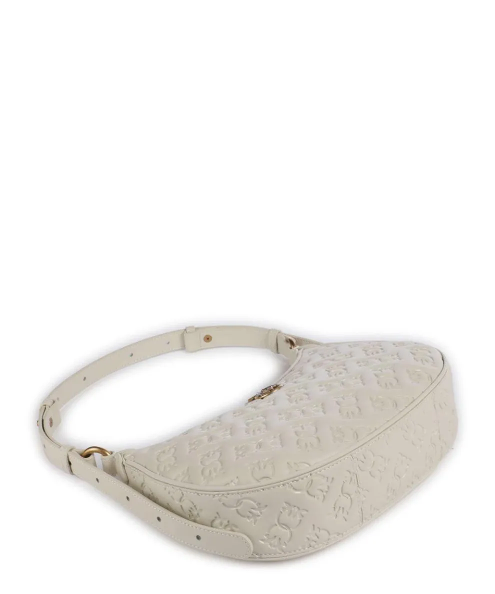 Half Moon Mini Schultertasche geprägtes Kalbsleder elfenbein