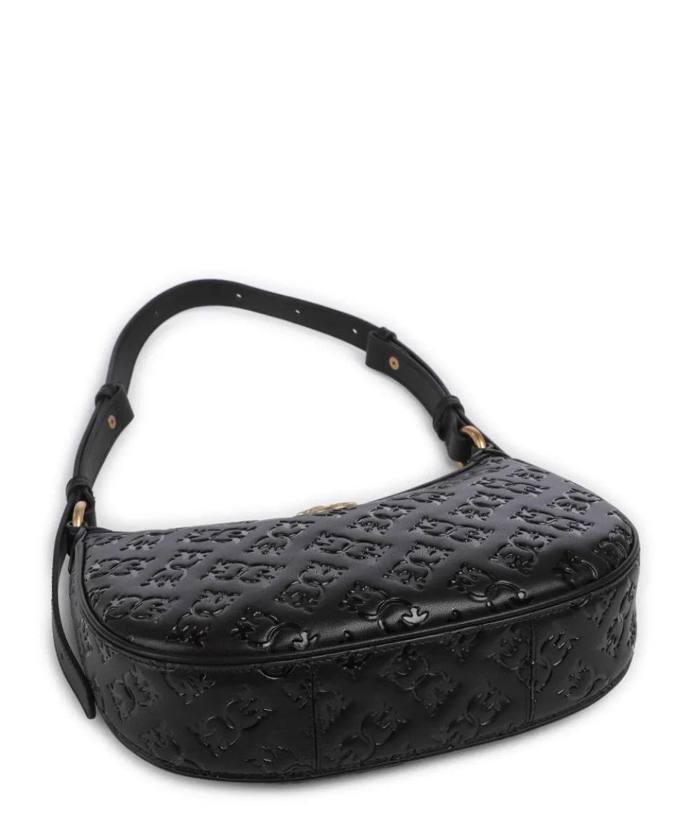 Half Moon Mini Schultertasche geprägtes Kalbsleder schwarz