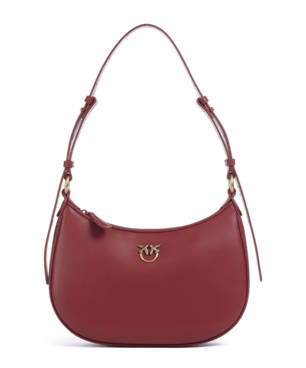 Half Moon Mini Schultertasche fein genarbtes Rindsleder bordeaux
