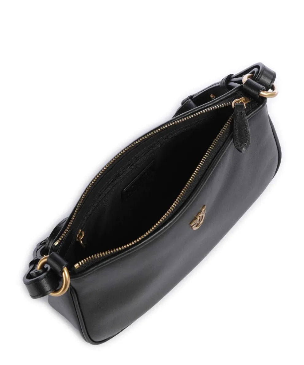 Half Moon Mini Umhängetasche fein genarbtes Kalbsleder schwarz