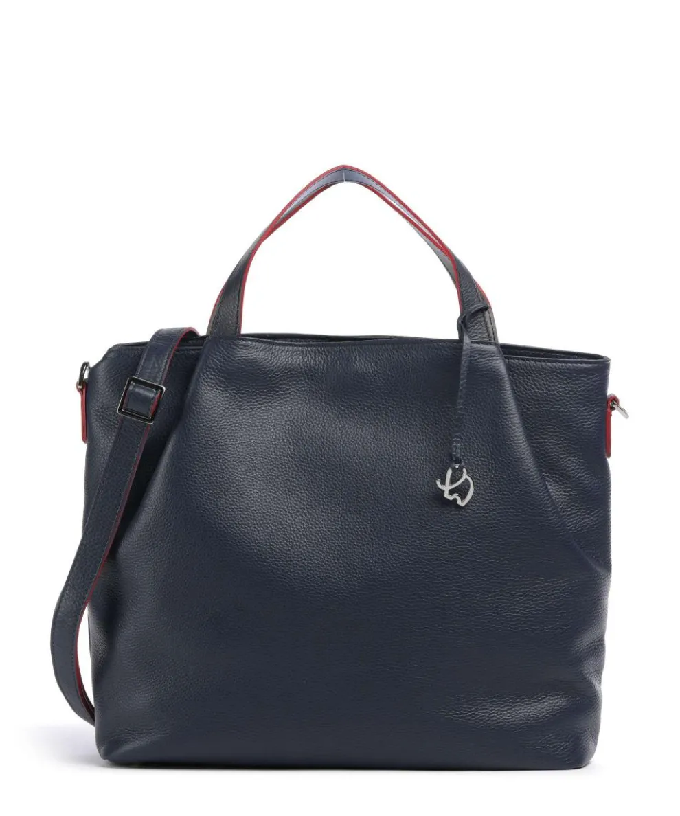 Handtasche genarbtes Rindsleder navy
