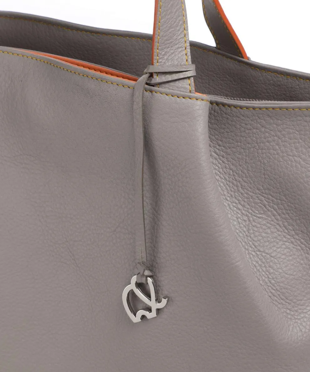 Handtasche genarbtes Rindsleder grau