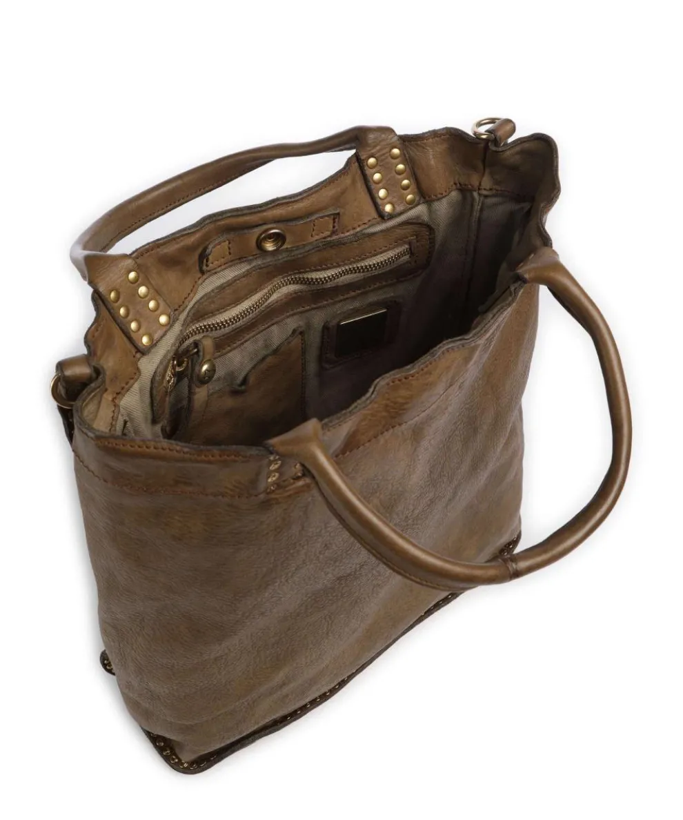 Handtasche genarbtes Rindsleder olivgrün