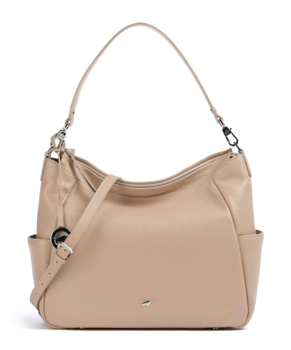 Hanna Beuteltasche genarbtes Rindsleder beige