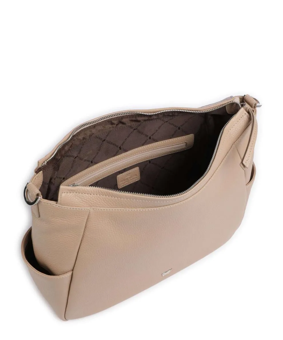 Hanna Beuteltasche genarbtes Rindsleder beige