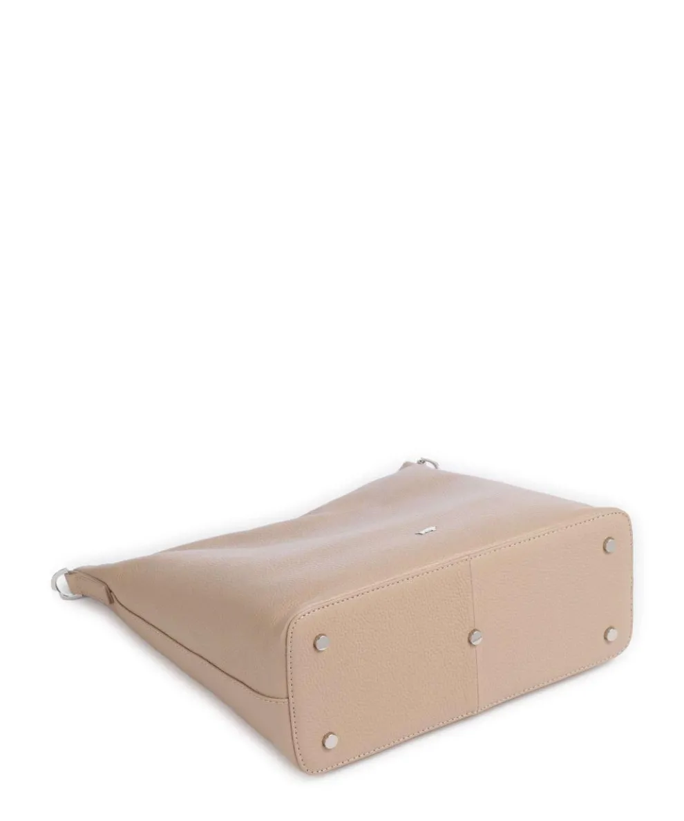 Hanna Beuteltasche genarbtes Rindsleder beige