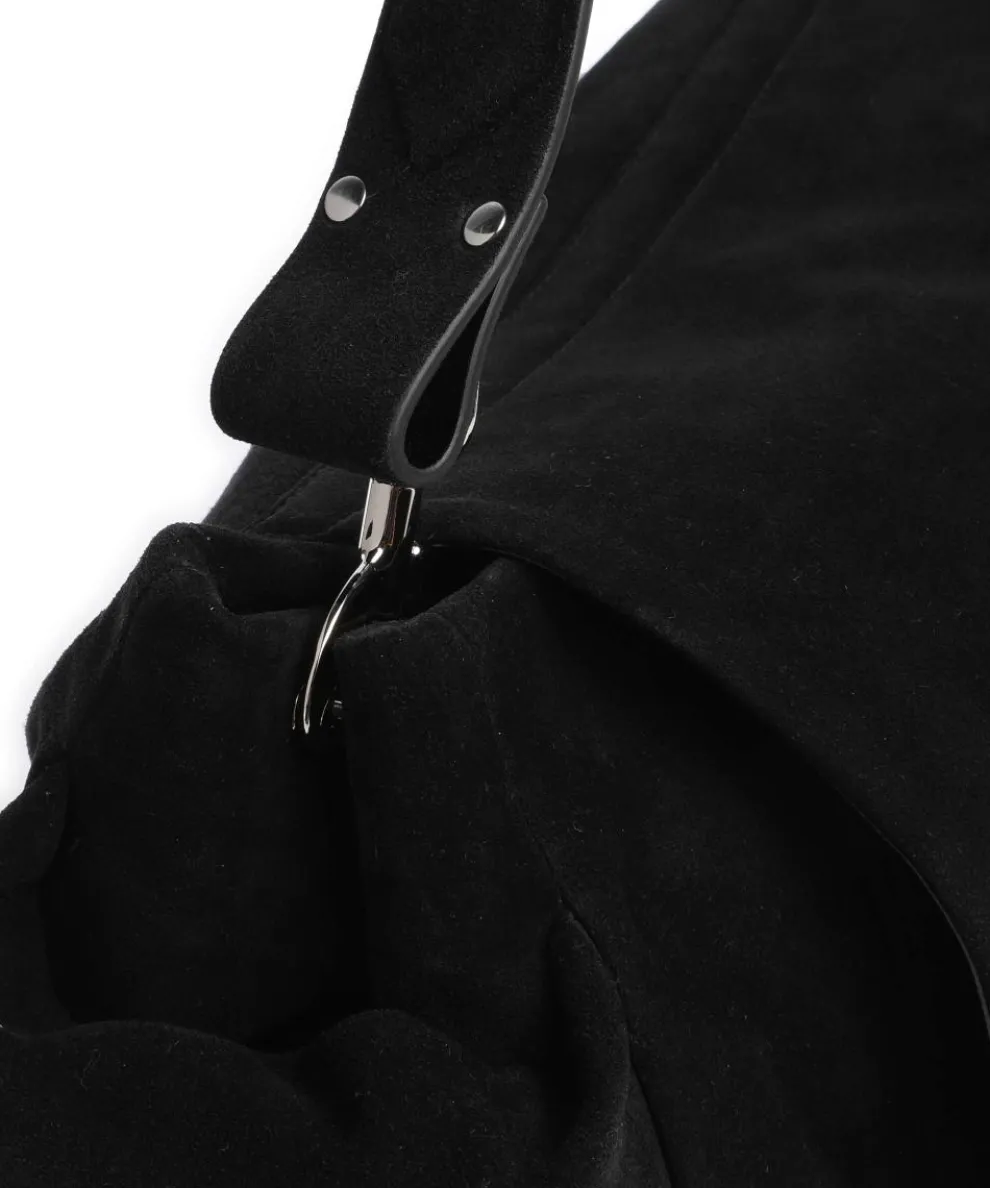 Hazel Suede XL Beuteltasche aufgerautes Kalbsleder schwarz