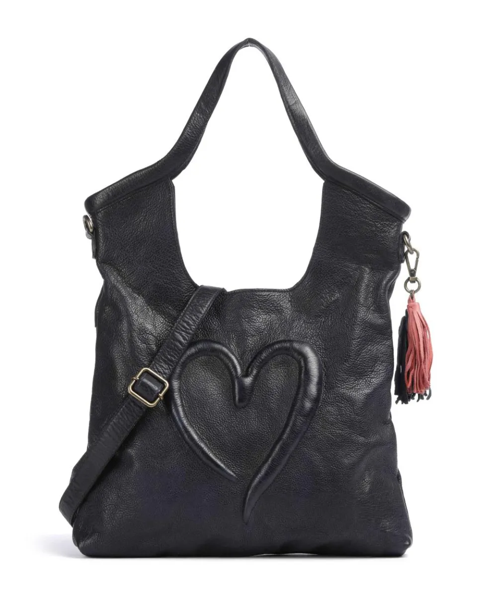 Herzweg 6 Shopper genarbtes Leder navy