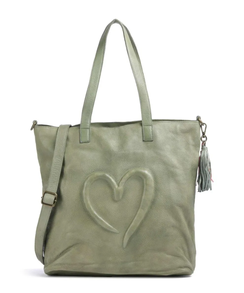 Herzweg 1 Shopper genarbtes Leder grün