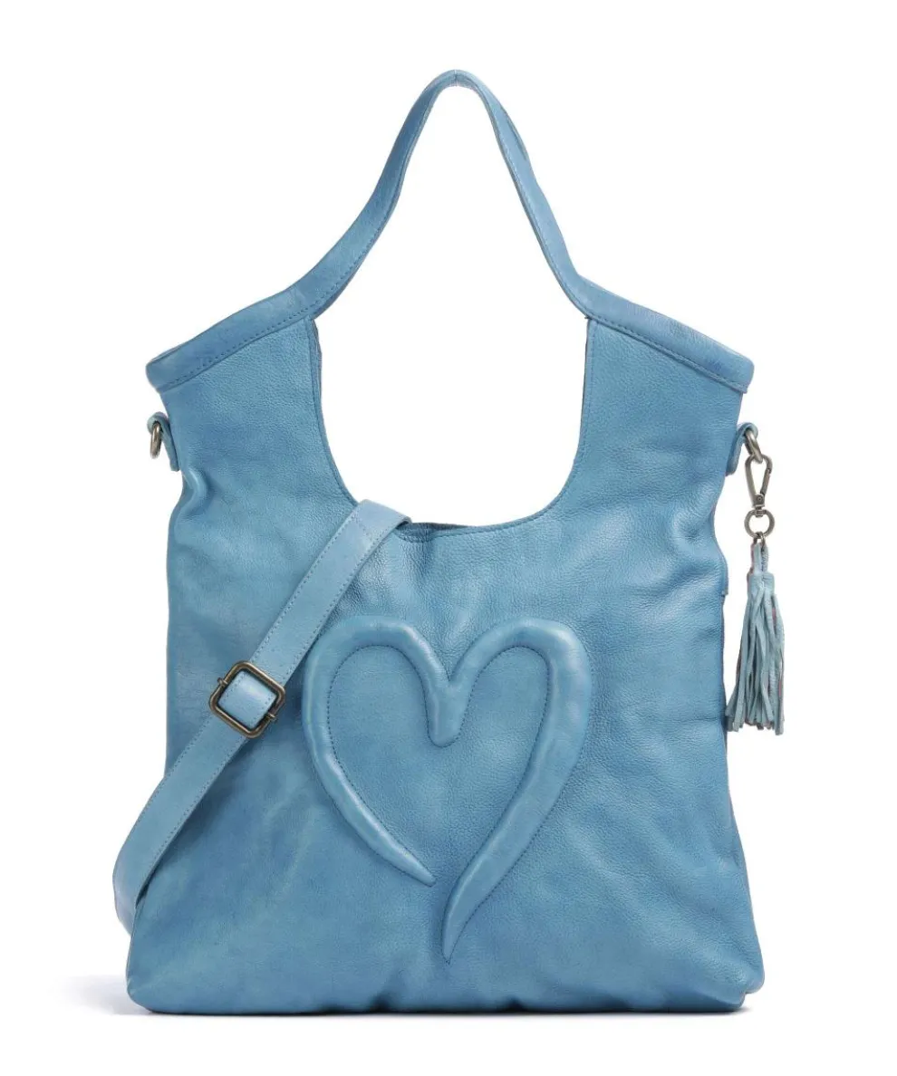 Herzweg 6 Shopper genarbtes Leder blau