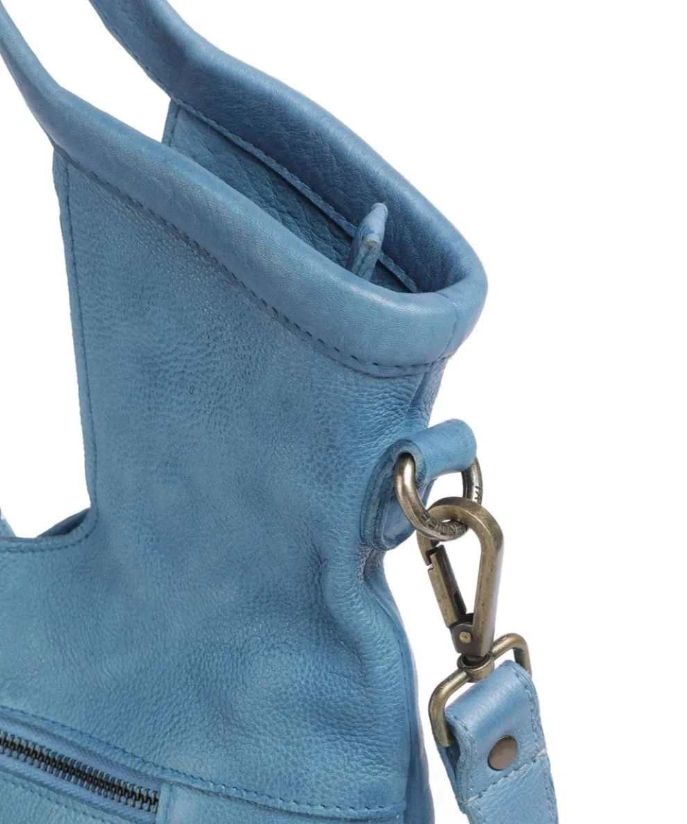 Herzweg 6 Shopper genarbtes Leder blau