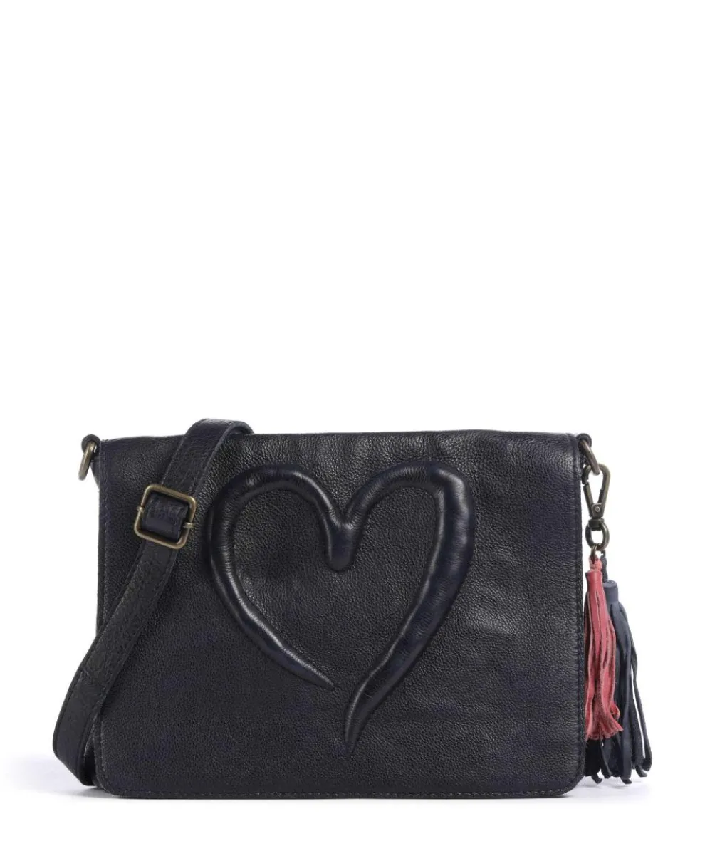 Herzweg 3 Umhängetasche genarbtes Leder navy