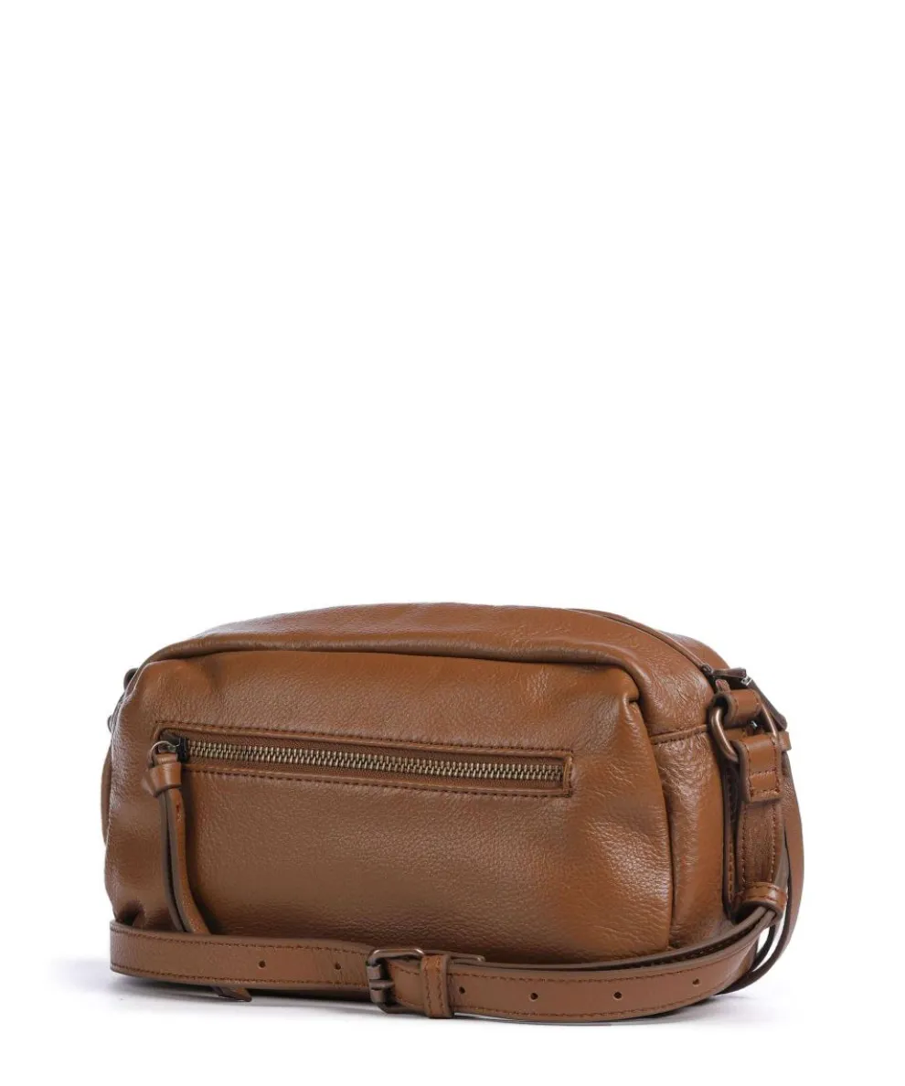 Hey You Rock Umhängetasche genarbtes Leder, aufgerautes Leder karamellbraun