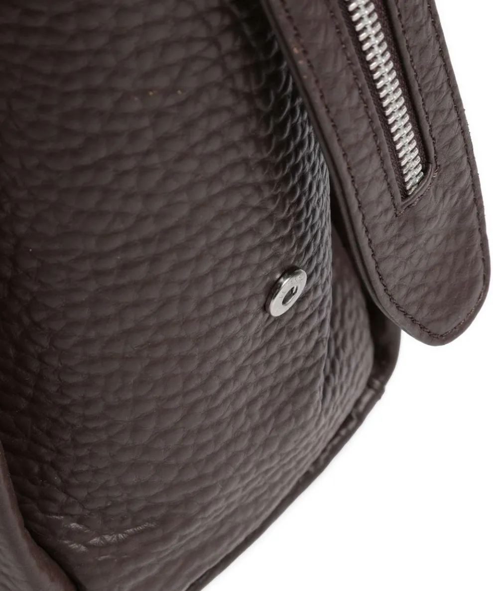 Hirsch Adelina Beuteltasche genarbtes Leder dunkelbraun