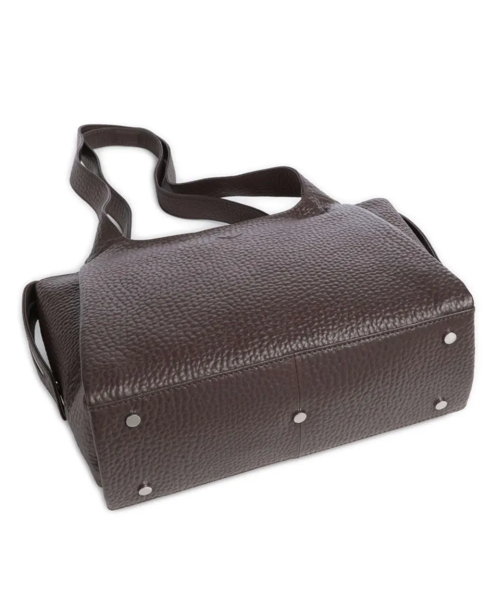 Hirsch Adelina Beuteltasche genarbtes Leder dunkelbraun