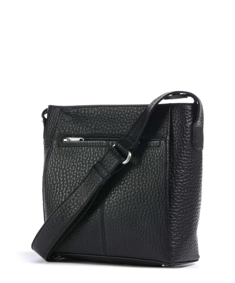 Hirsch Beatrix Umhängetasche genarbtes Leder schwarz