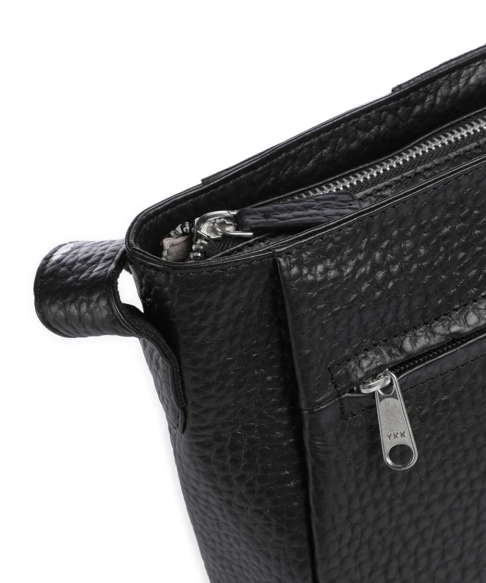 Hirsch Beatrix Umhängetasche genarbtes Leder schwarz