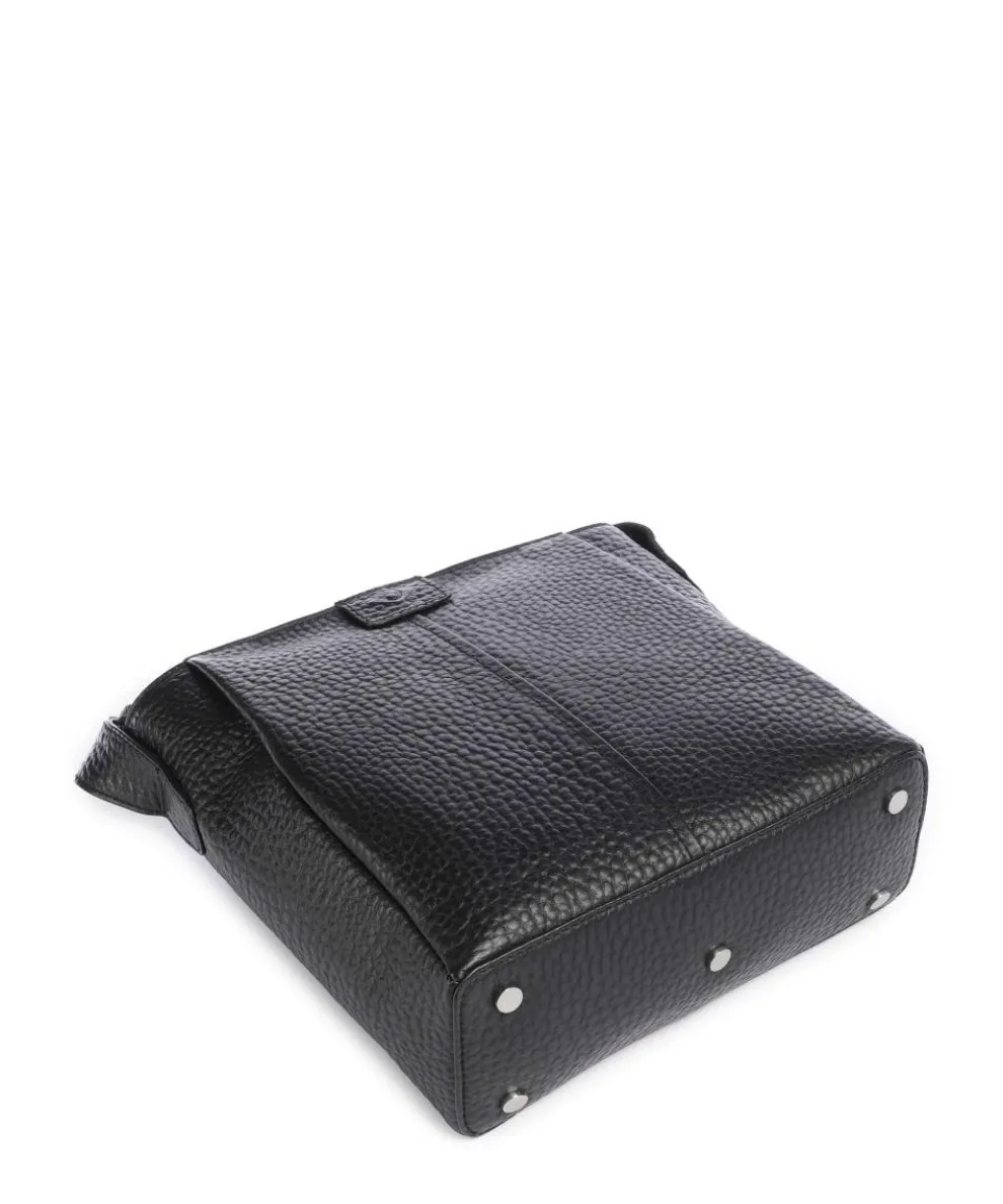 Hirsch Beatrix Umhängetasche genarbtes Leder schwarz