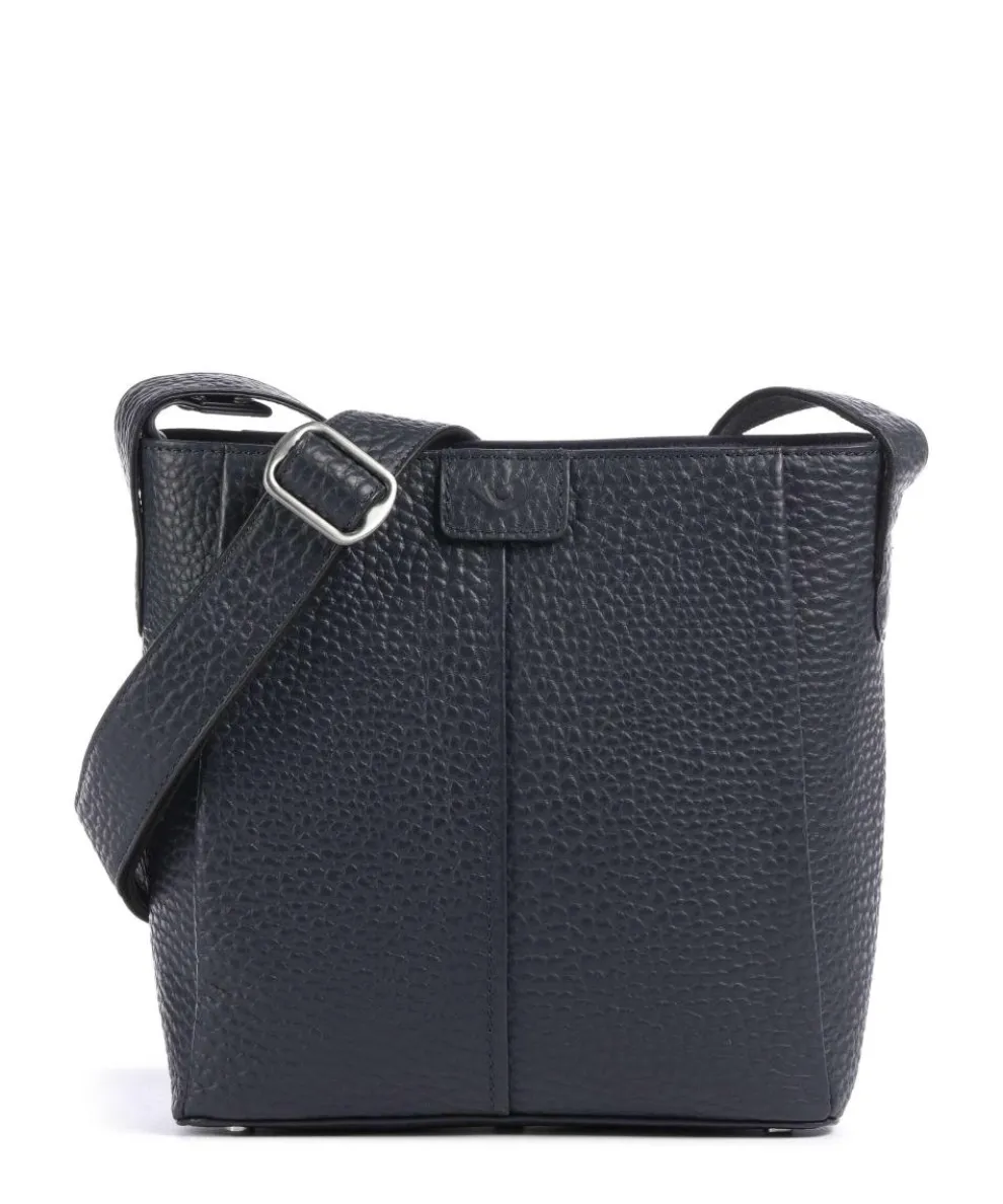Hirsch Beatrix Umhängetasche genarbtes Leder graublau