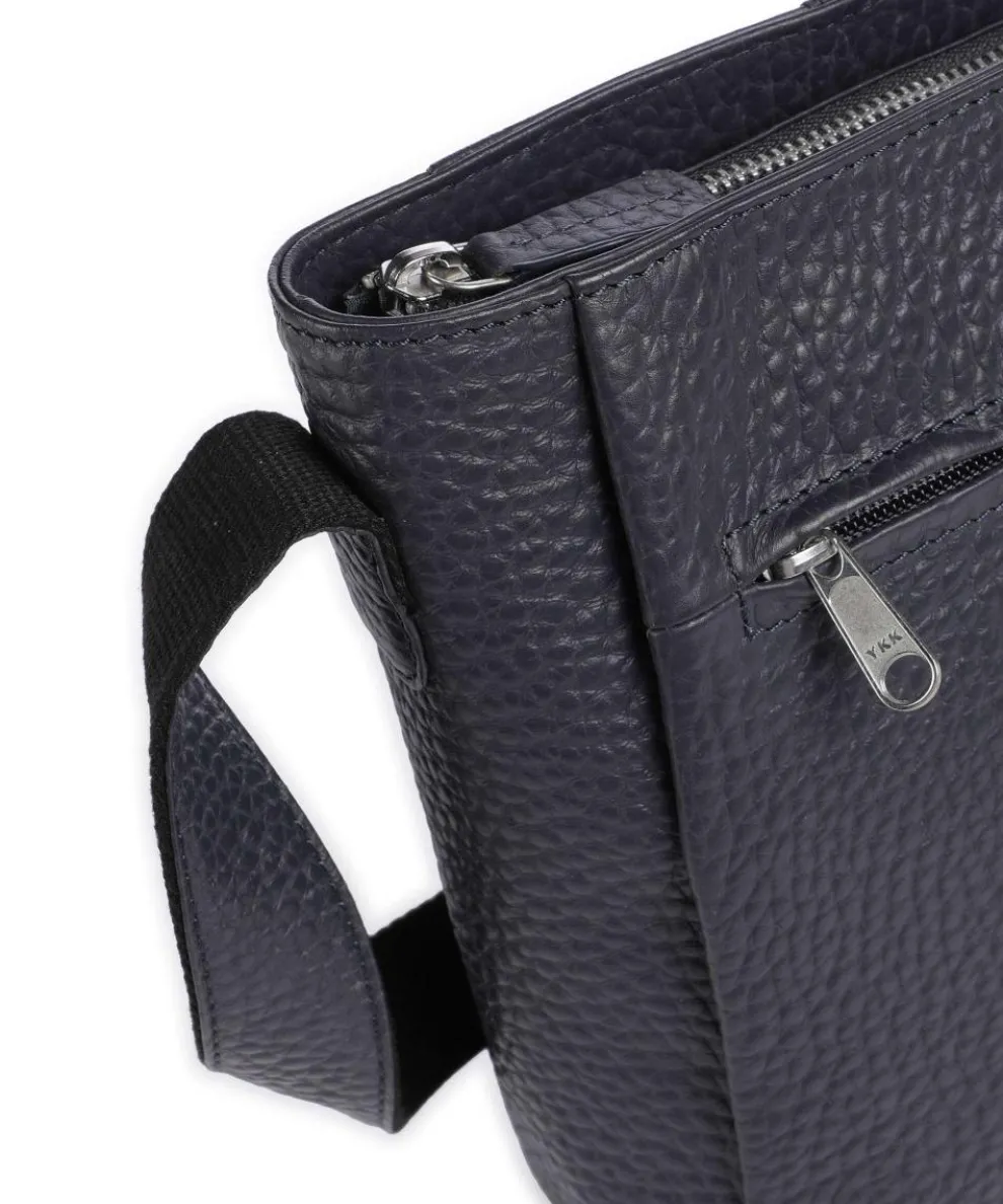 Hirsch Beatrix Umhängetasche genarbtes Leder graublau