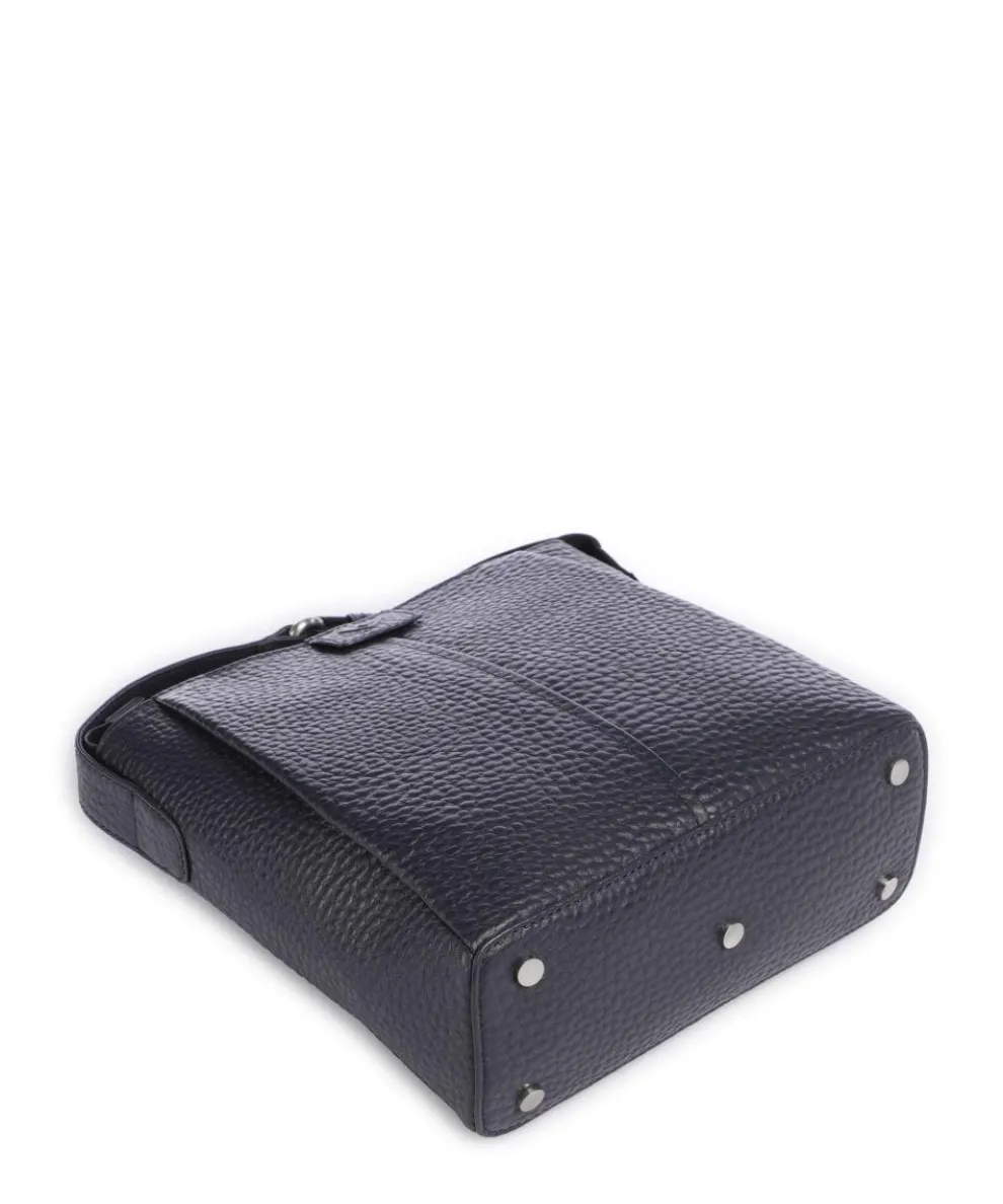 Hirsch Beatrix Umhängetasche genarbtes Leder graublau