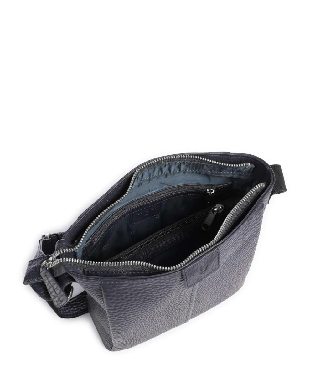 Hirsch Beatrix Umhängetasche genarbtes Leder graublau