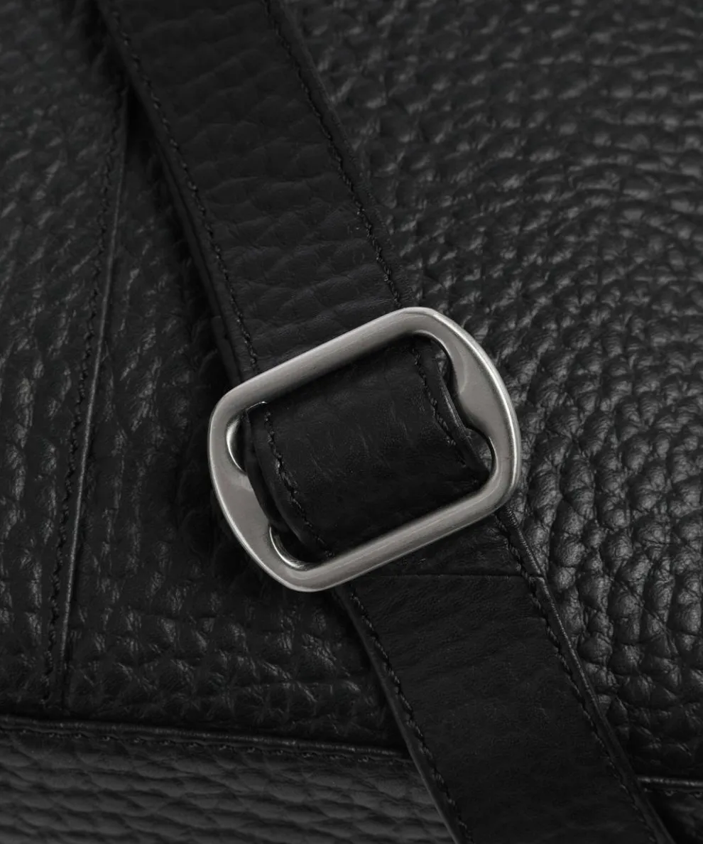 Hirsch Bianca Umhängetasche genarbtes Leder schwarz