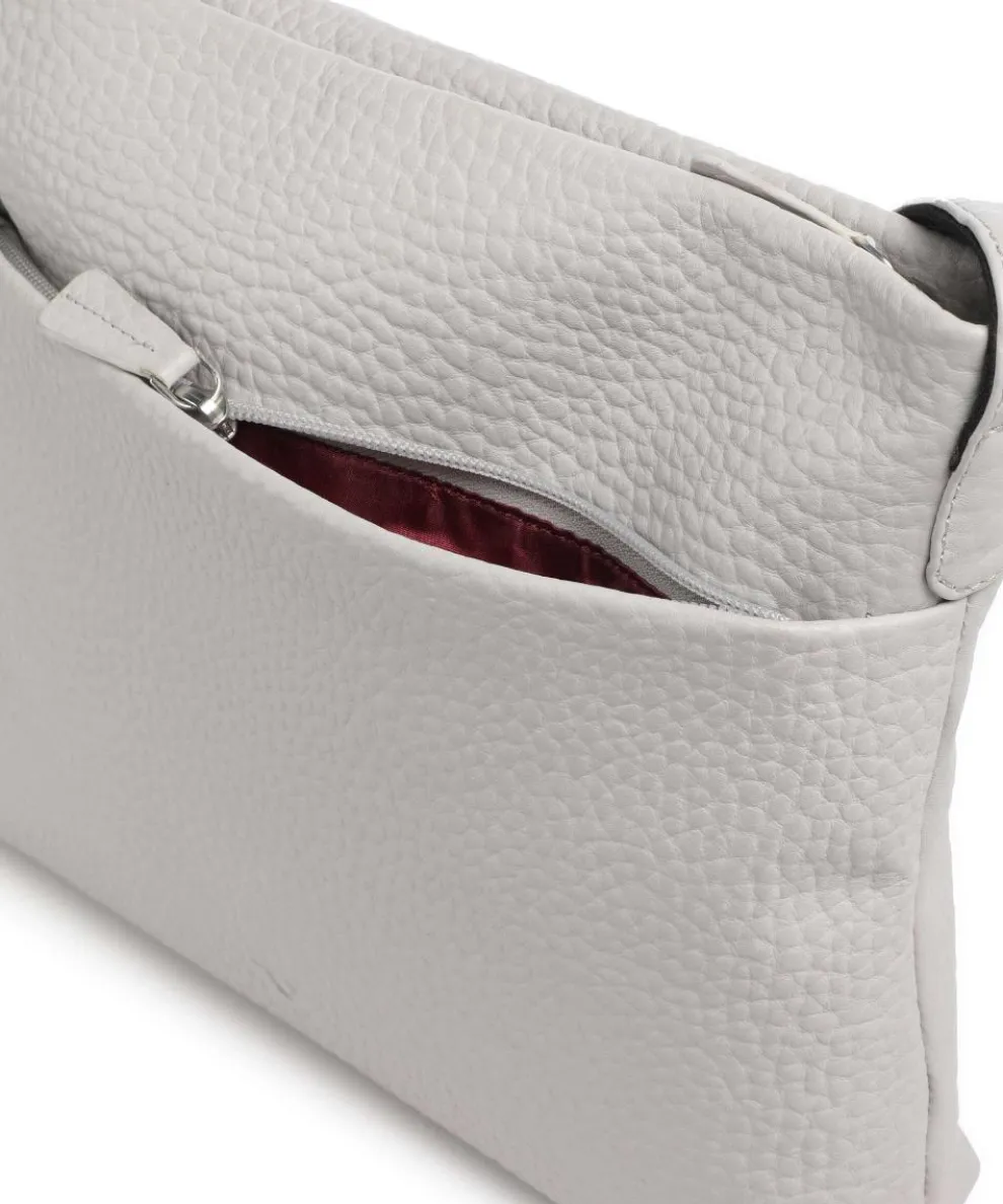 Hirsch Bristol Umhängetasche genarbtes Leder hellgrau