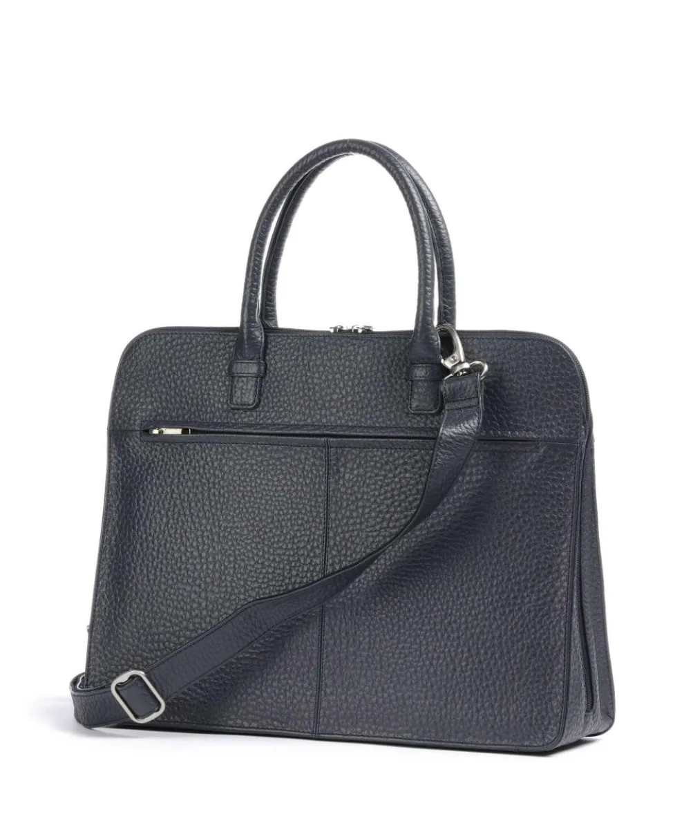 Hirsch Danielle Aktentasche 15″ genarbtes Leder dunkelblau