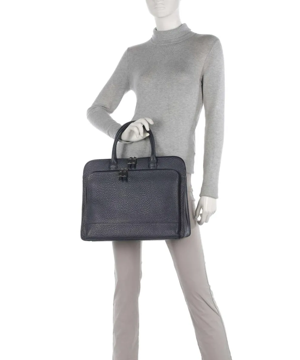 Hirsch Danielle Aktentasche 15″ genarbtes Leder dunkelblau