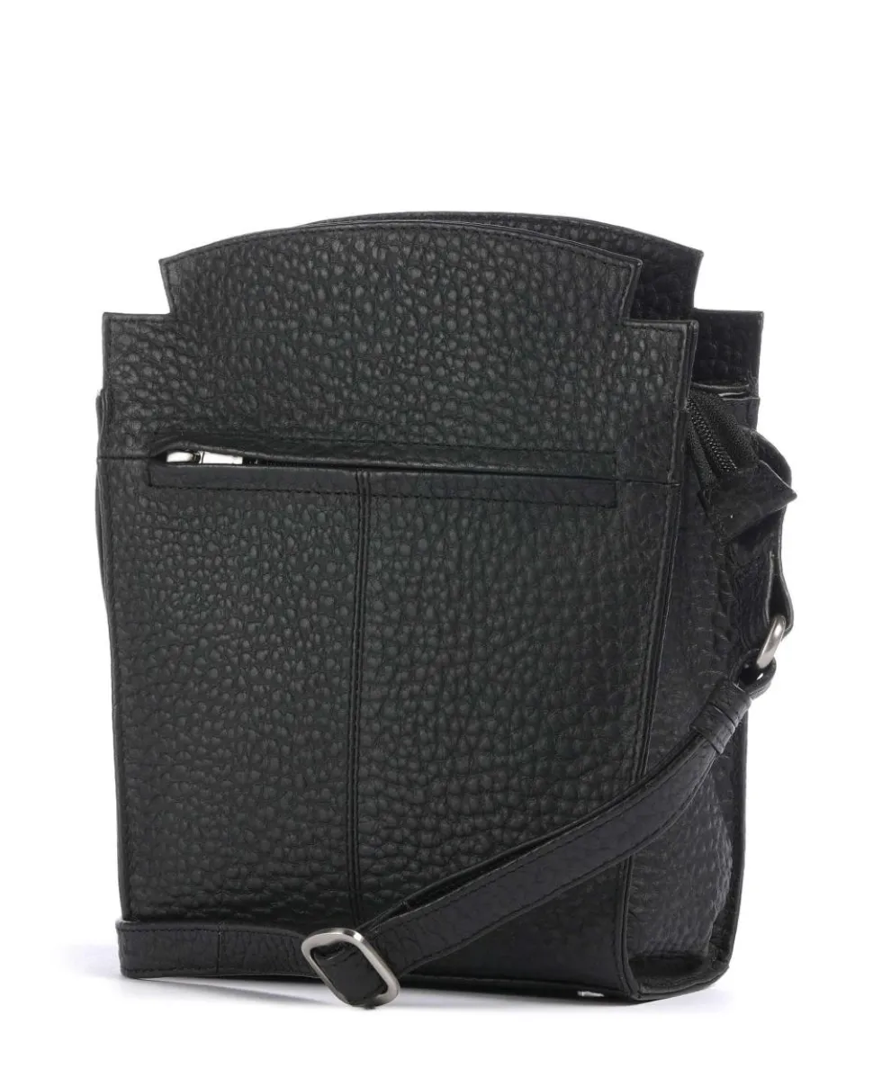 Hirsch Darlene Umhängetasche genarbtes Leder schwarz