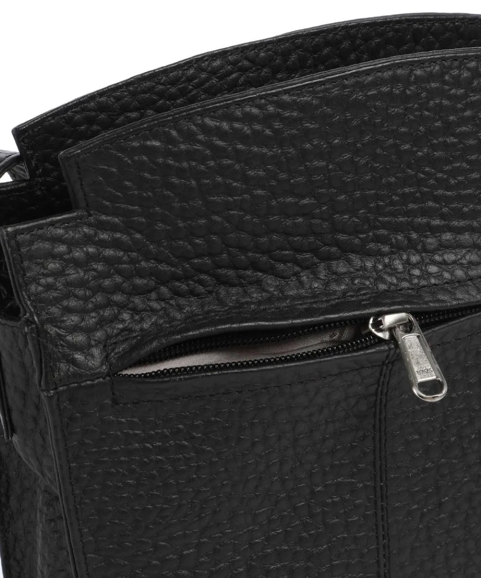 Hirsch Darlene Umhängetasche genarbtes Leder schwarz