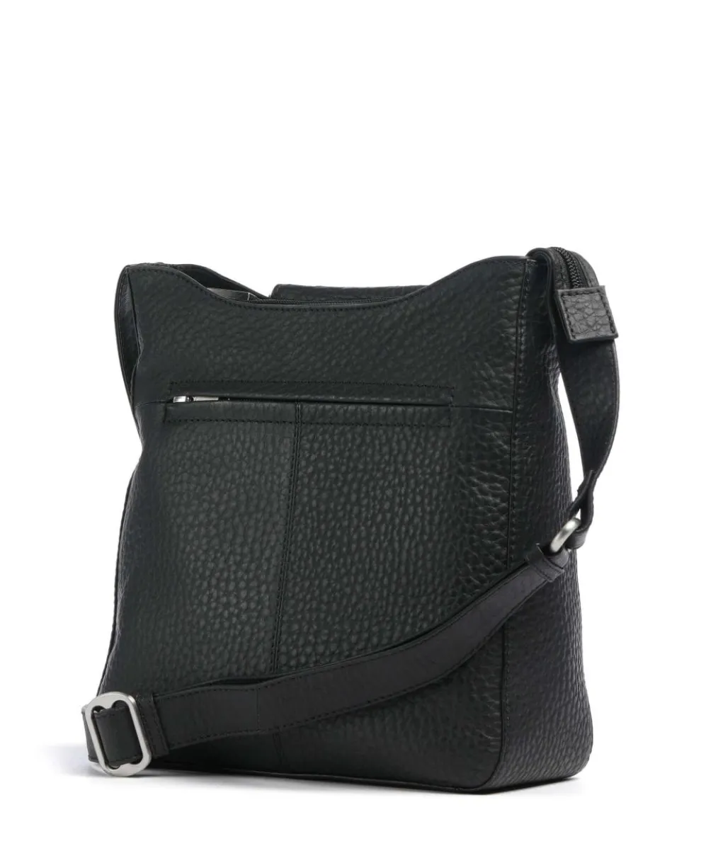 Hirsch Fae Umhängetasche genarbtes Leder schwarz