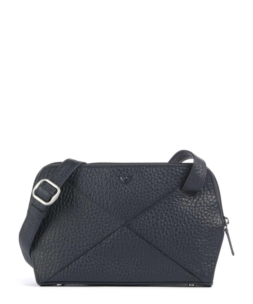 Hirsch Fietke Umhängetasche genarbtes Leder dunkelblau