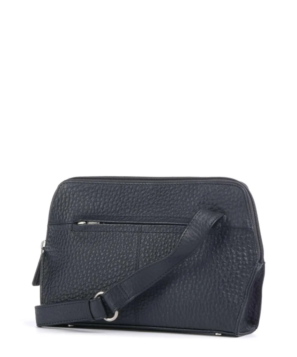 Hirsch Fietke Umhängetasche genarbtes Leder dunkelblau