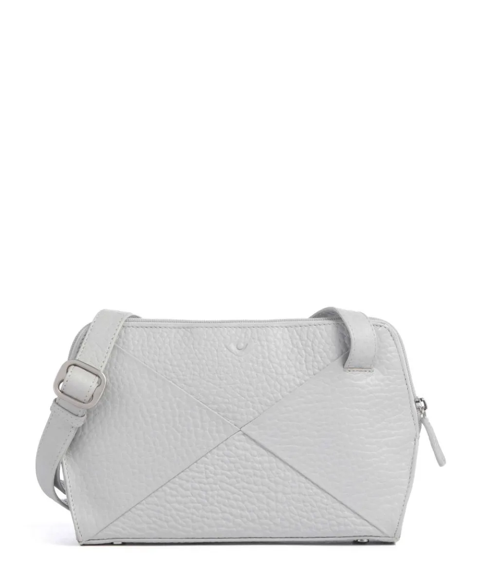 Hirsch Fietke Umhängetasche genarbtes Leder hellgrau