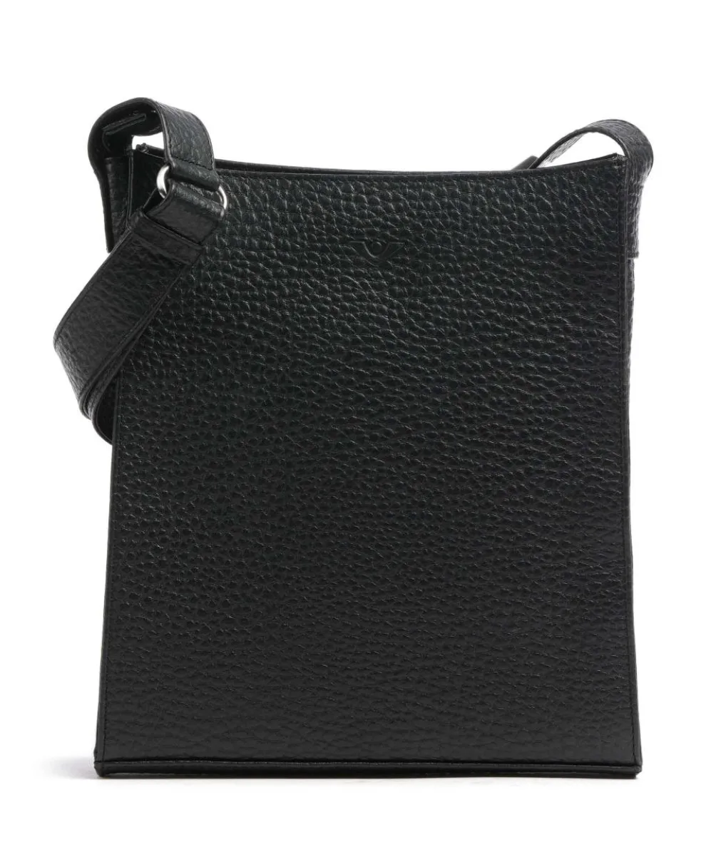 Hirsch Flora Umhängetasche genarbtes Leder schwarz