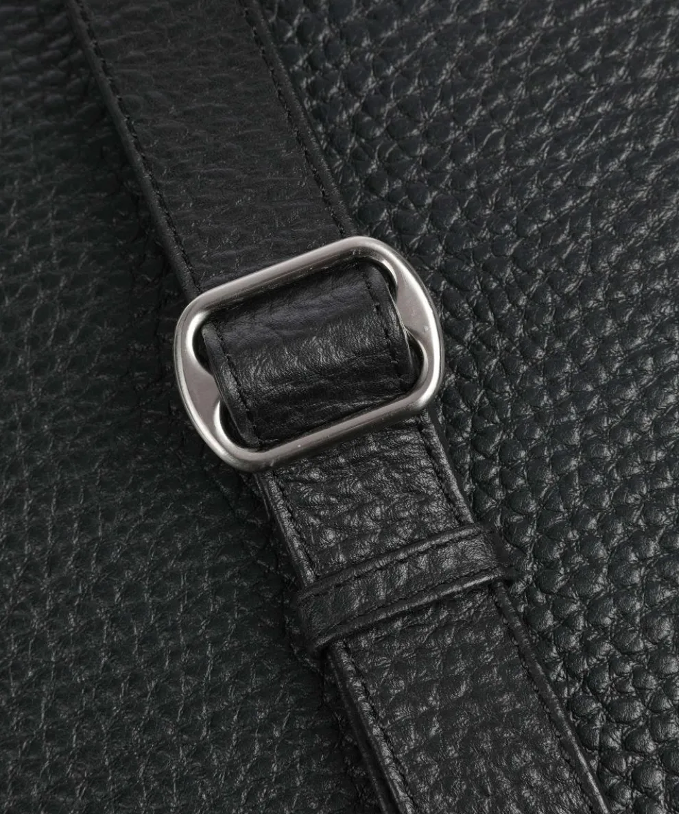 Hirsch Flora Umhängetasche genarbtes Leder schwarz