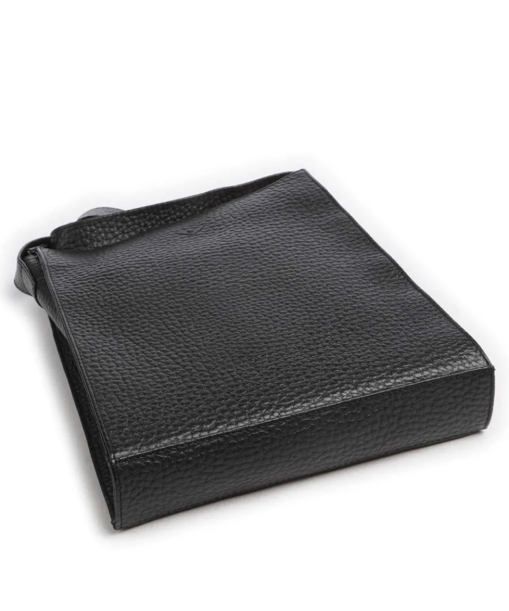 Hirsch Flora Umhängetasche genarbtes Leder schwarz