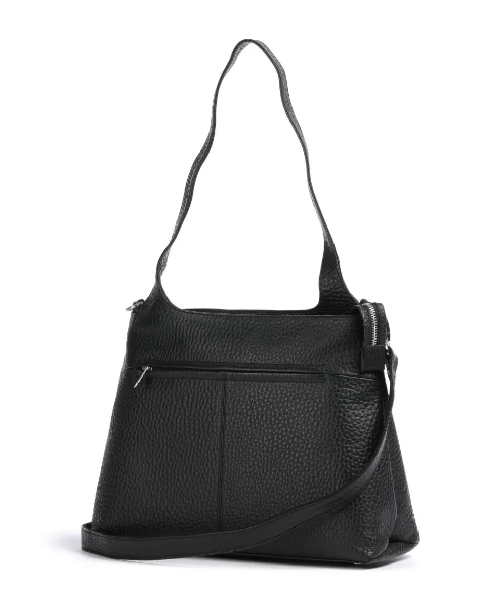 Hirsch Gisela Schultertasche genarbtes Leder schwarz