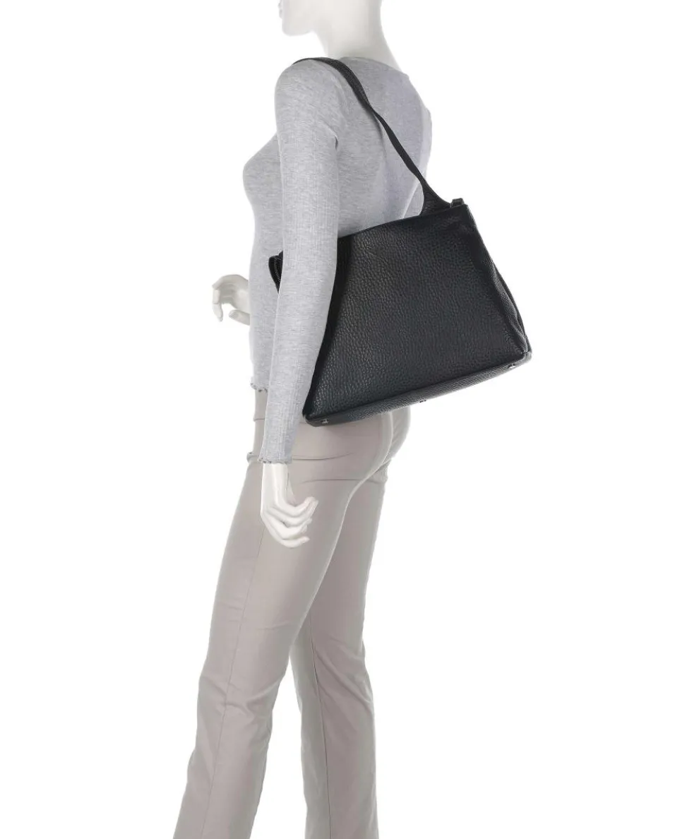 Hirsch Gisela Schultertasche genarbtes Leder schwarz