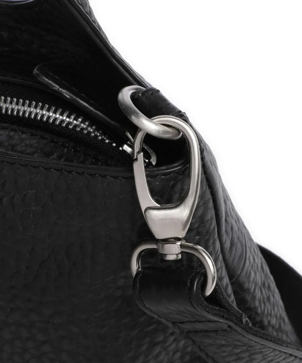 Hirsch Gisela Schultertasche genarbtes Leder schwarz