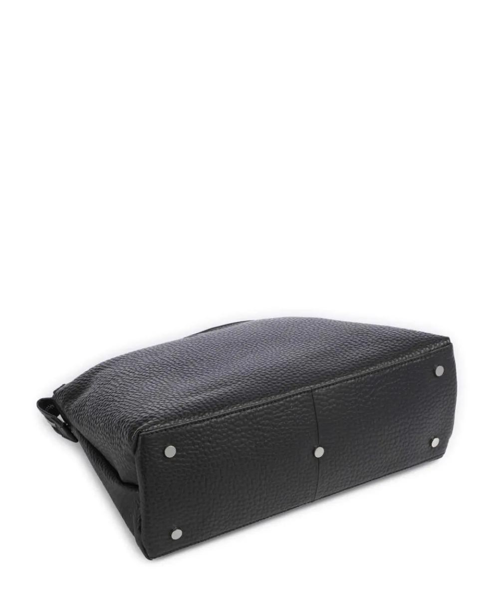 Hirsch Gisela Schultertasche genarbtes Leder schwarz