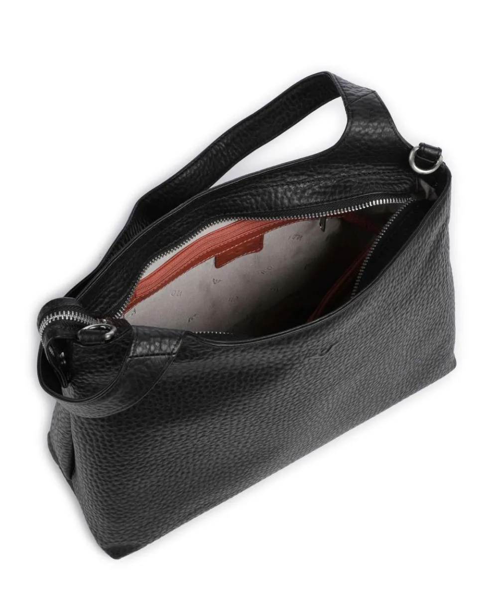 Hirsch Gisela Schultertasche genarbtes Leder schwarz