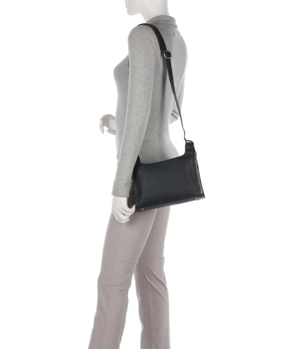 Hirsch Gunilla Umhängetasche genarbtes Leder schwarz