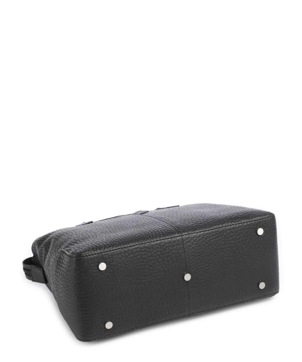 Hirsch Handtasche genarbtes Leder schwarz