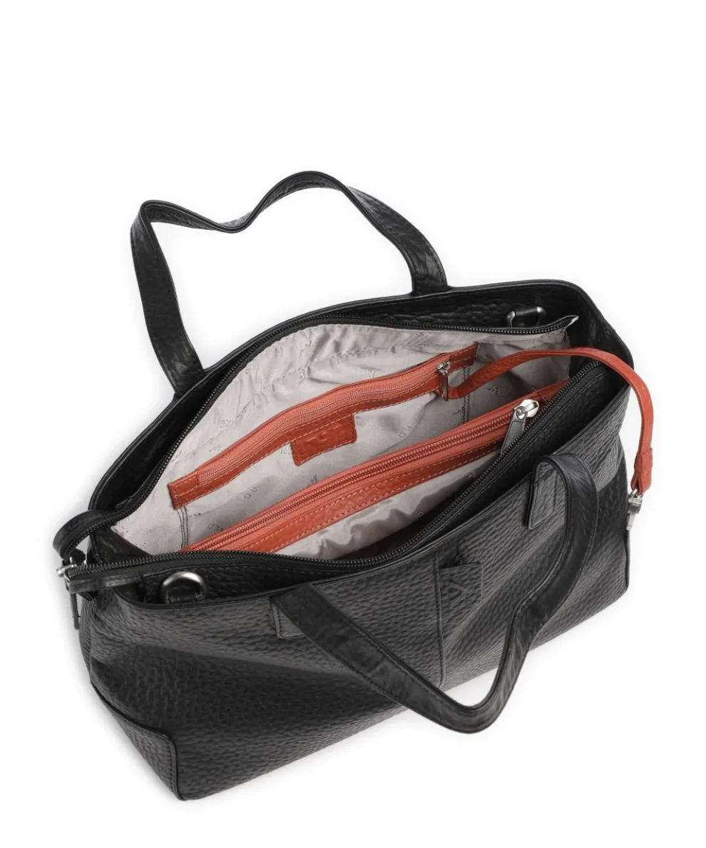 Hirsch Handtasche genarbtes Leder schwarz