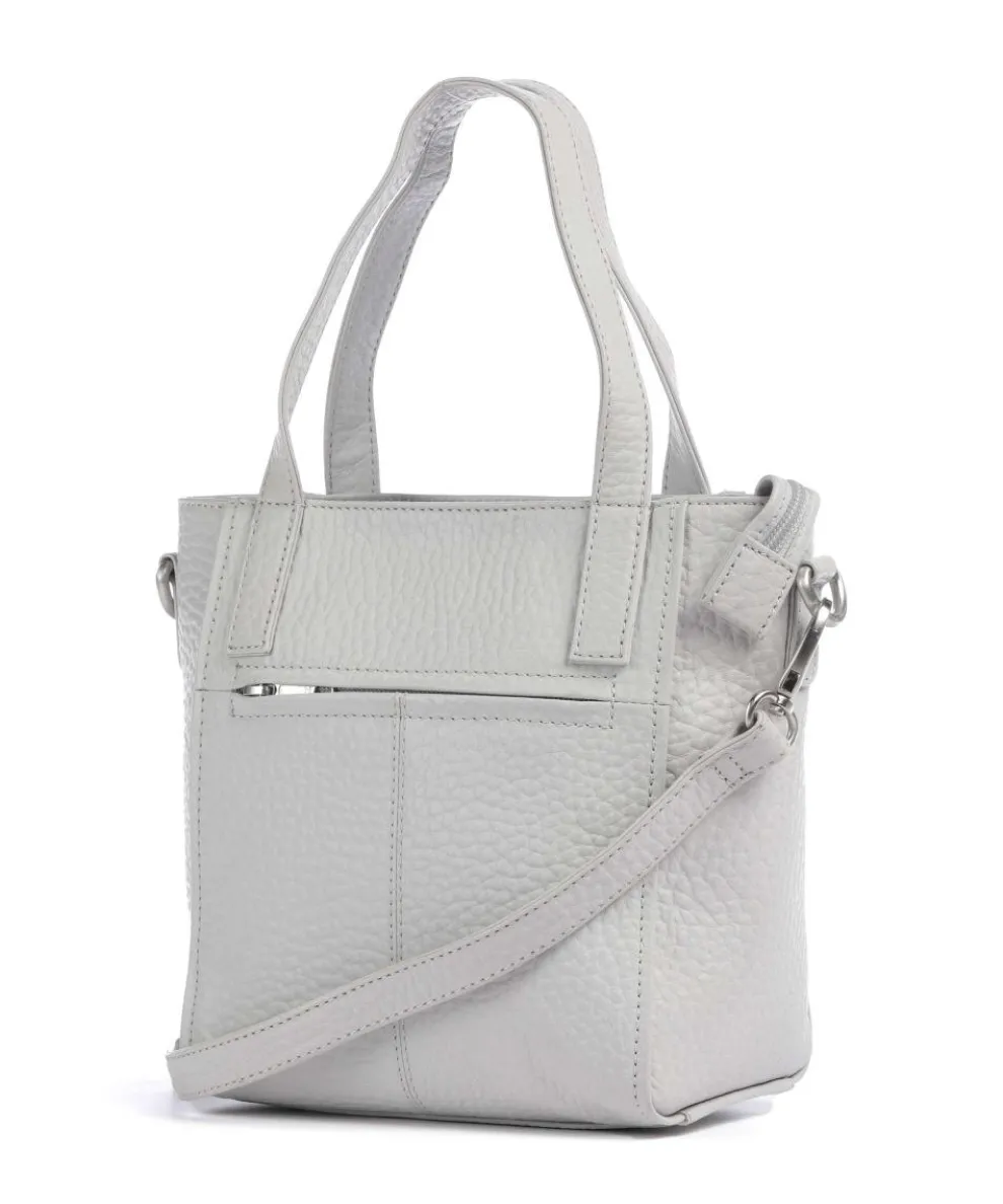 Hirsch Handtasche genarbtes Leder hellgrau